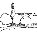 tekening kerk op wierde